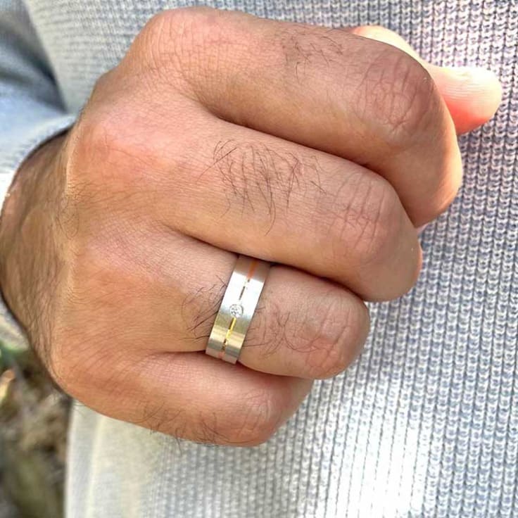 Centre grooved diamond ring 7076