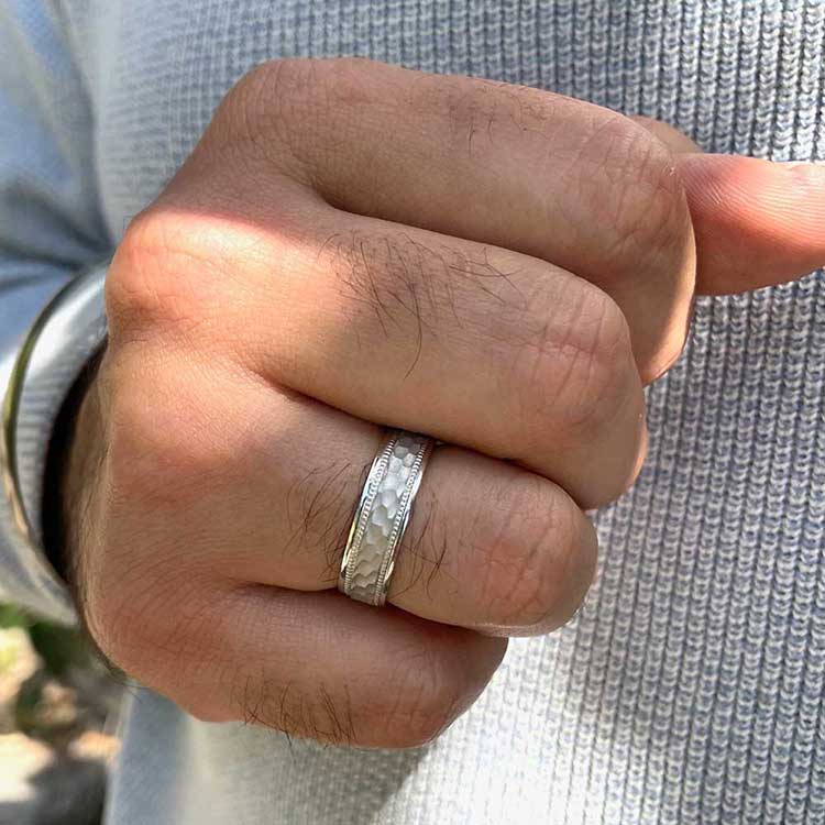 Hammered Ring with Milgrain edges 5082