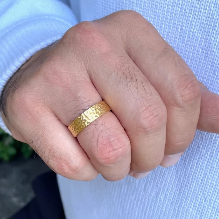 Carved mens wedding ring 5003