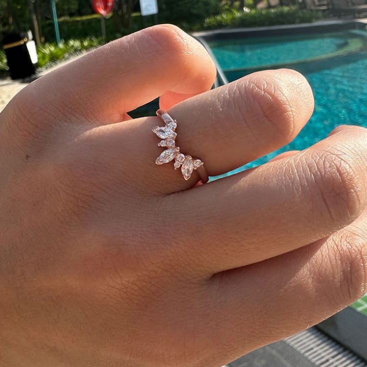 Marquise and round fitted ring