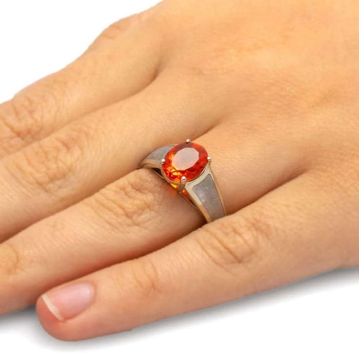 Meteorite And Opal Engagement Band