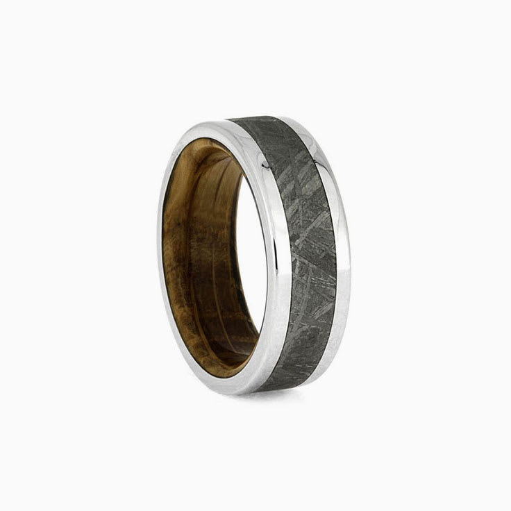 Meteorite and wood ring