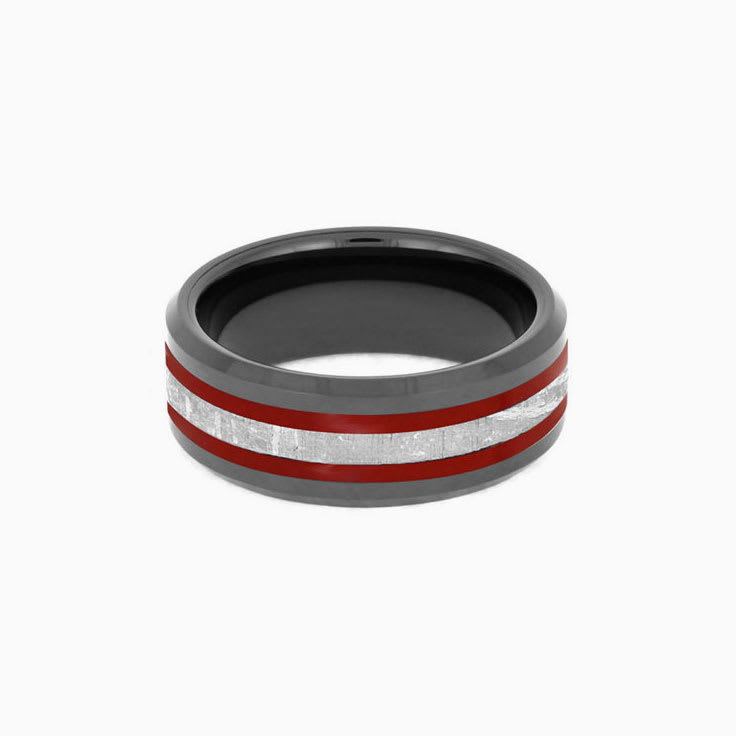 Black Band with Meteorite And Red Stripes