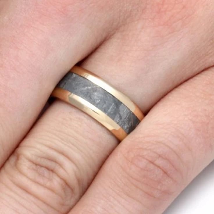 Meteorite Ring With Beveled Edges