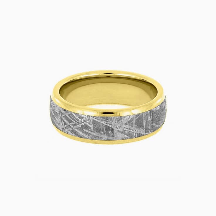 Mens Wedding Ring With Solid Gold And Meteorite