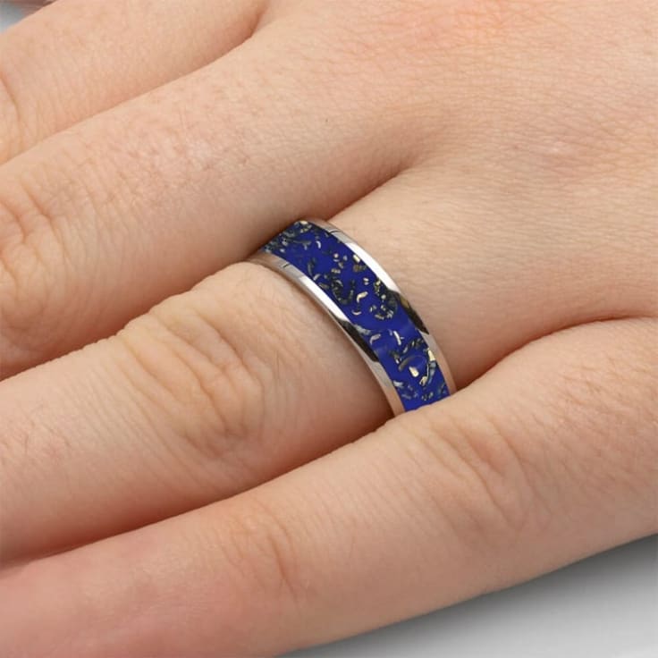 Mens Blue Stardust Wedding Band