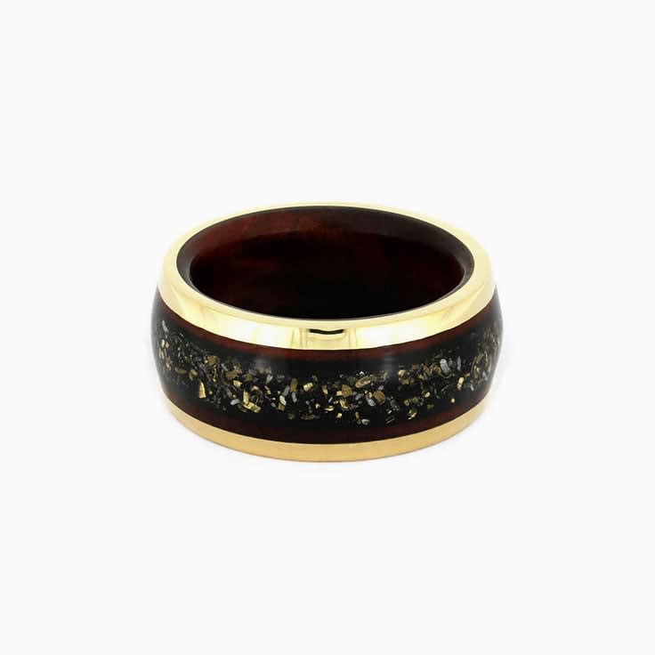 Black Stardust Band with wood and gold