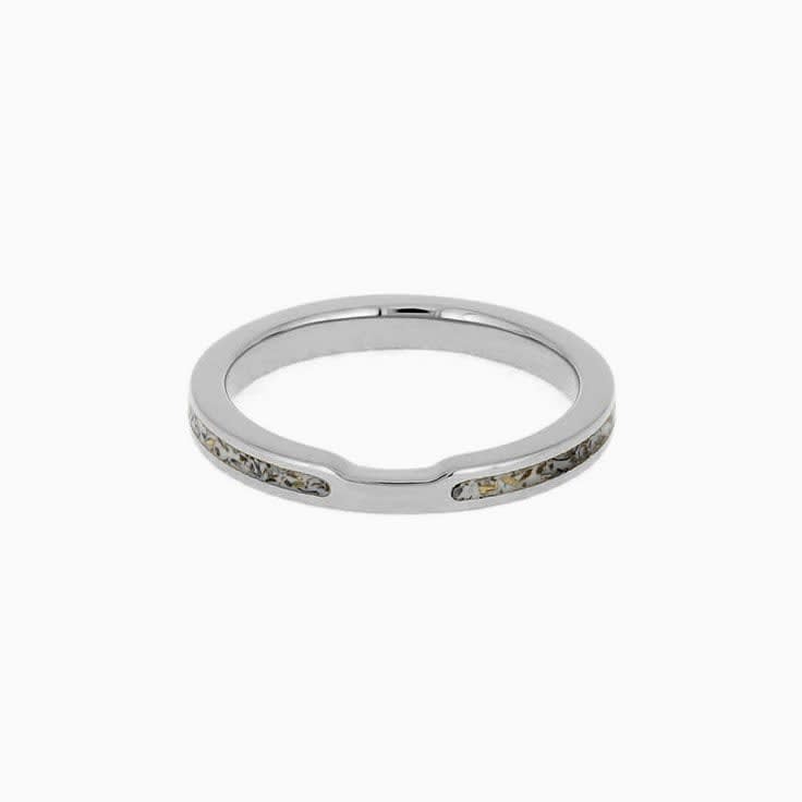 Womens White Stardust Wedding Band
