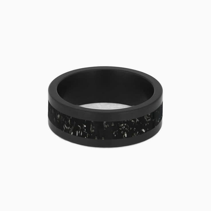 Mens Zirconium Wedding Band With Black Stardust