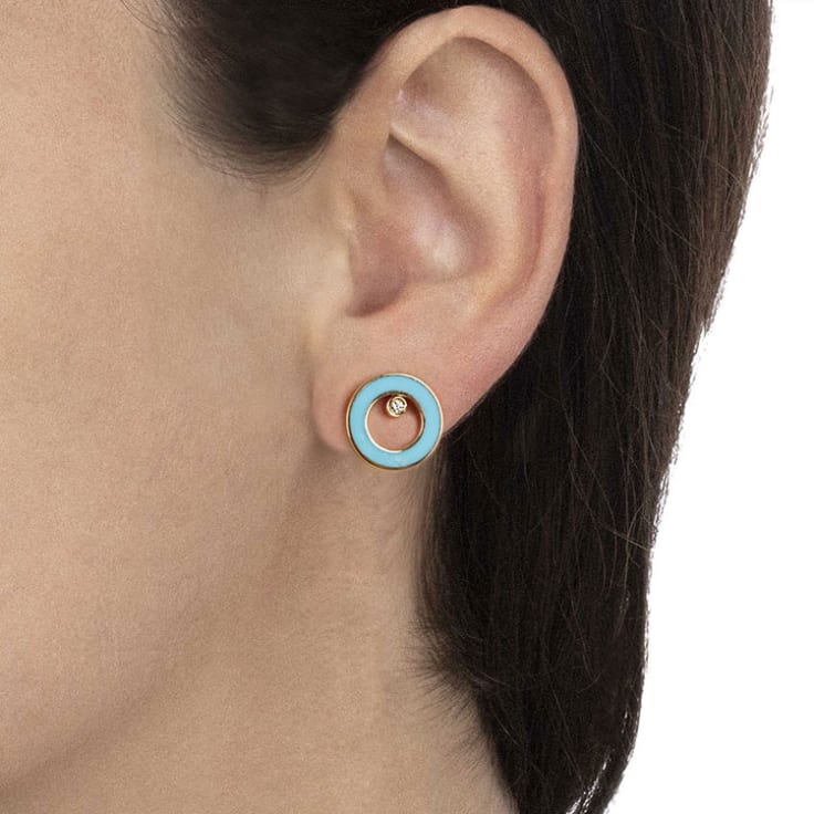 Turquoise And Diamond Circle Studs