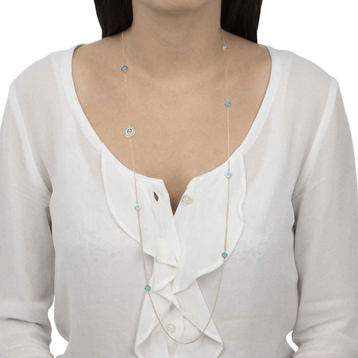 Long Turquoise and Diamond Necklace