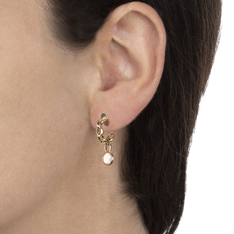 Moon Circle Earrings With Rose Quartz