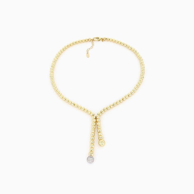 Yellow Gold Necklace With Diamond Sphere