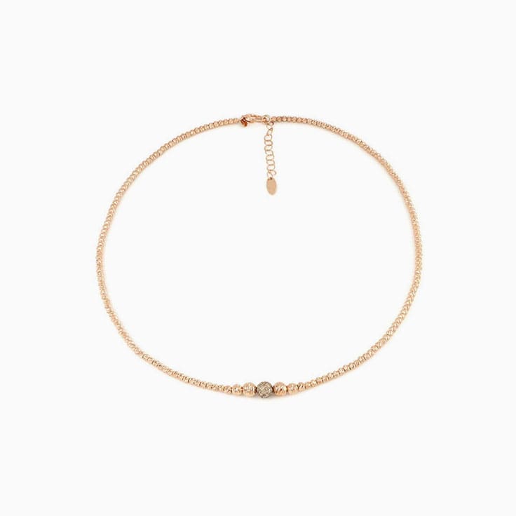 Rose Gold Sphere Necklace With Diamonds