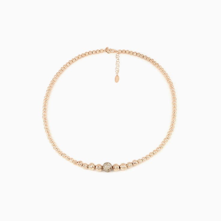 Rose Gold Sphere Necklace With Brown Diamonds
