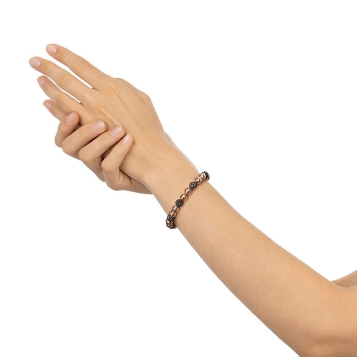 Black Diamond And Rose Gold Beads Bracelet