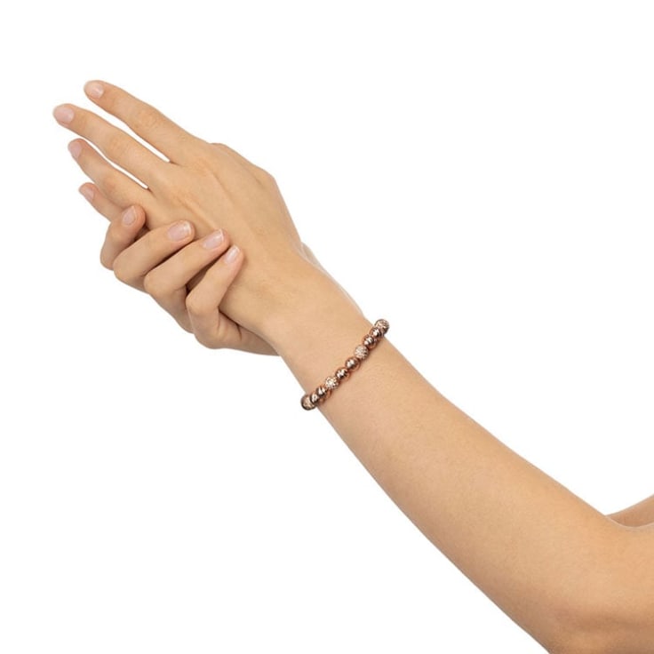 Diamond And Rose Gold Beads Bracelet