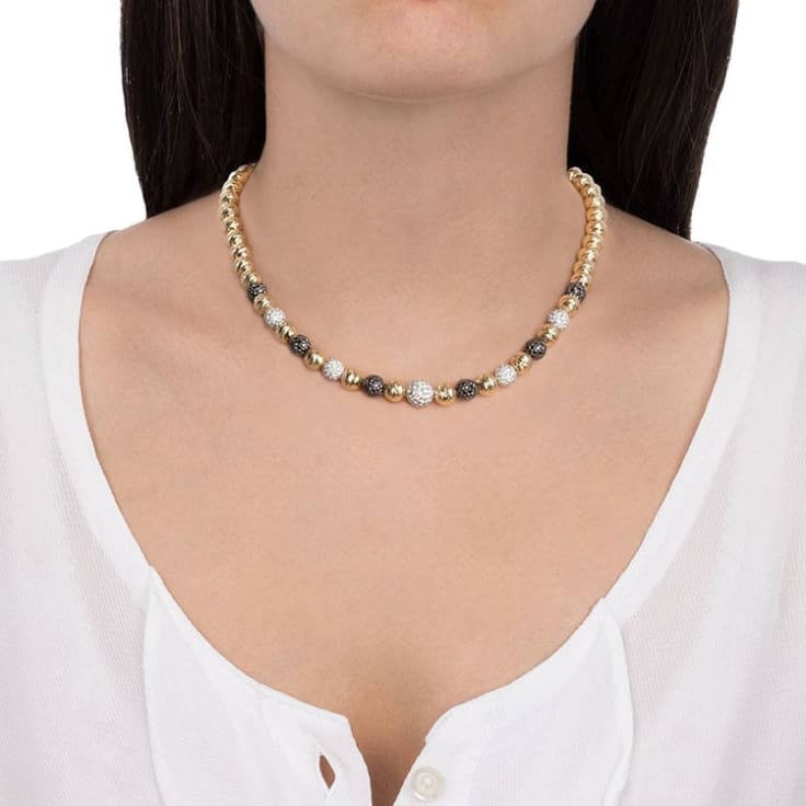 Black And White Diamond Graduated Sphere Necklace