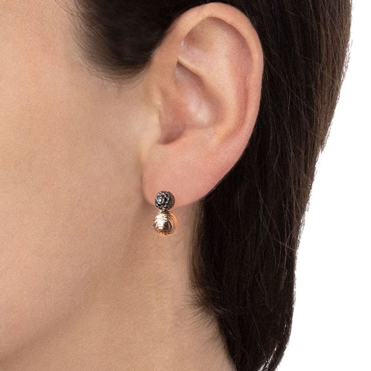 Black Diamond and Rose Gold Spherical Studs