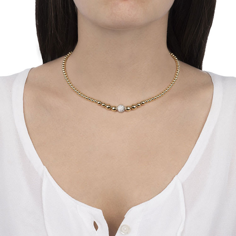 Gold And Diamond Sphered Necklace