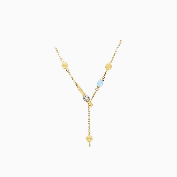 Milky Aquamarine Lariat Necklace