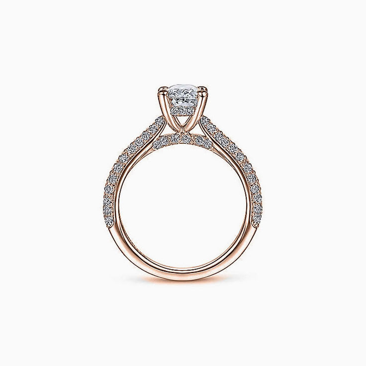 Oval cut on a pave band engagement ring
