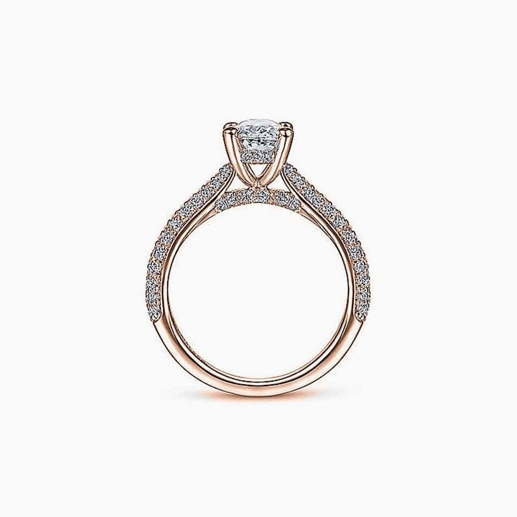 Oval cut on a pave band engagement ring