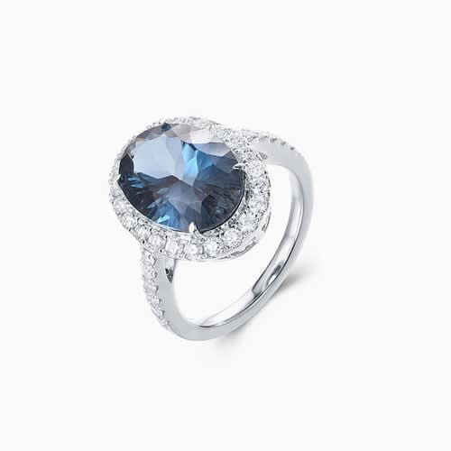 London Blue Topaz Diamond Halo Ring